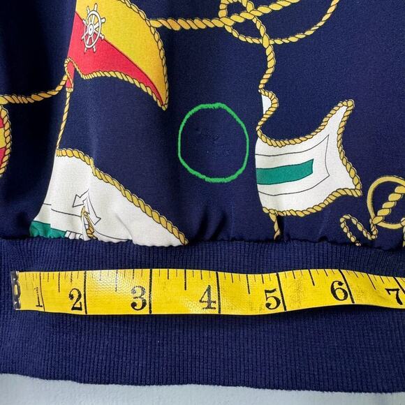 Alfred Dunner Nautical Sailing Flags Navy Blue Lightweight Button Up Jacket 22W - Picture 10 of 12